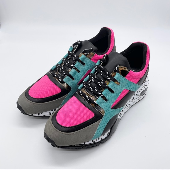 Steve Maddens Cliff Bright Multicolored Pink Blue Gray Sneakers - Picture 5 of 9